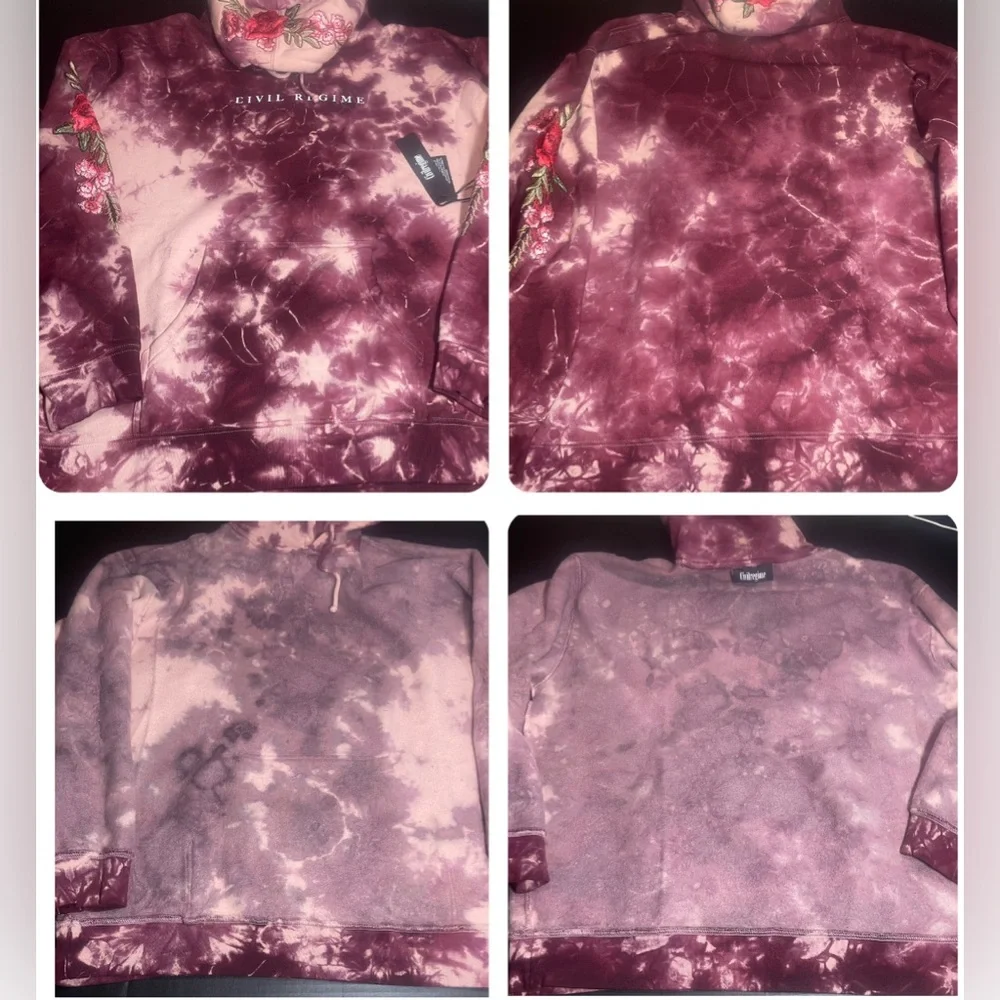 BNWT CIVIL REGIME CRANBERRY MARBLE WASH LARGE MENS UNISEX TIE DYE HOODIE - Picture 11 of 16